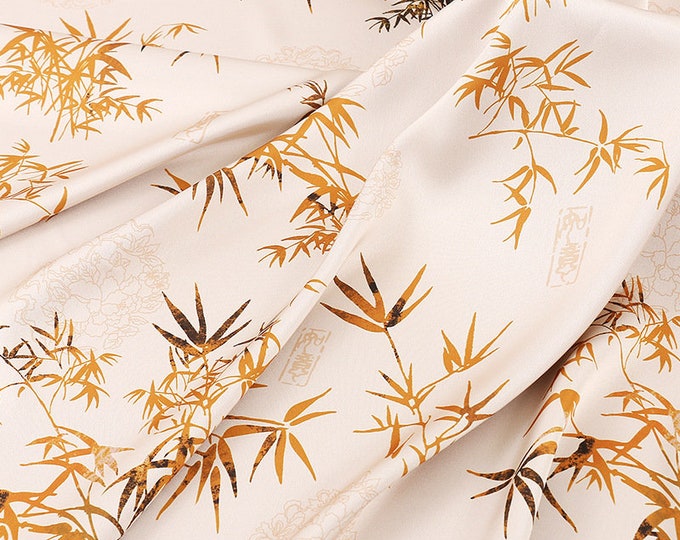59"W Tea silk satin fabric, Digital print, 4 colors, Sewing fabric, Upholstery, Decor, Costume, Curtain, Handbag, Sewing, drapery/Fabric