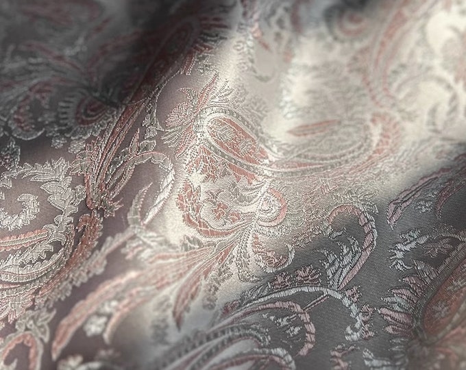 Soft pink Pipa flower jacquard Fabric, 45"W Cheongsam, Qipao, Upholstery, Home Decor, Pillow case, drapery, Sewing and Quilting Fabric