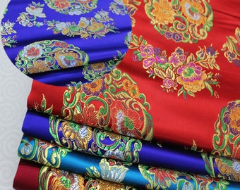 Handmade Floral Brocade Chinese Satin Fabric by the Meter on SALE 29" W - Clearance