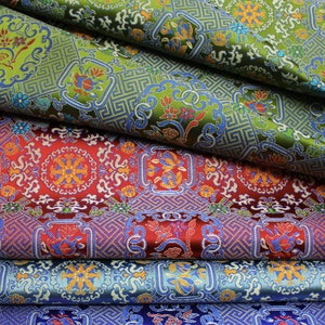 Thangka Pattern Brocade Fabric: Tibetan Jacquard Satin (29.5&quot;W)