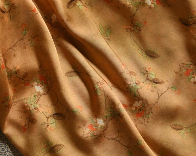 Chinese style Ancient ink painting 60s Cotton Fabric by 1meter, 55"W, drapery, Upholstery, Decor, Costume, Curtain, bag, Sewing/Fabric