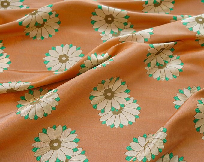 59"W orange brocade Fabric, flower pattern Jacquard Satin Fabric, Brocade Fabrics By The Meters, Handbag Cheongsam Sewing quilting Fabrics