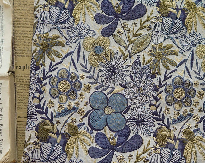Gold thread jacquard fabric, 3D oil painting texture, designer fabric, Upholstery, Prom dress and Sewing fabric, 63" W By 1 Meter on SALE
