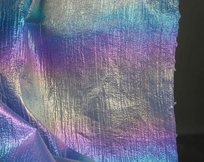 Magic color laser-effect pearl mesh gauze with micro-wrinkle texture – ideal for DIY stage costumes, skirts, and designer clothing, 56"wide