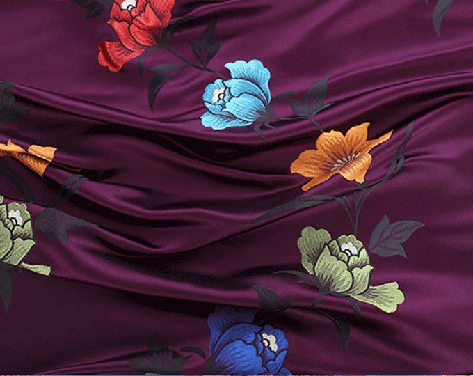 29.5"W rose flower Tibetan robe Fabric, Jacquard Satin Fabric, Upholstery, Decor, Costume, Curtain, Handbag, Sewing/Fabric by the meter