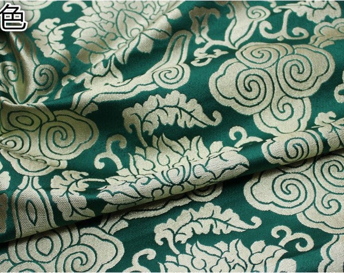 Chinese Embroidery Brocade fabric, 29 inches wide, Lotus pattern, 3 colors for cheongsam, qipao, chinese wedding, Sewing and Upholstery