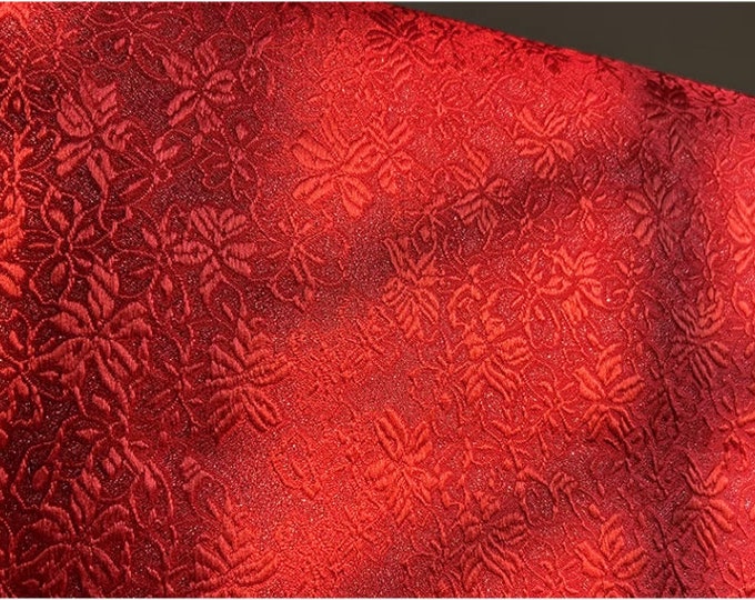 29.5" and 59" Width Pure Red Metallic 3 Patterns Traditional Silk Brocade Fabric On SALE, sell by the Meter,Upholstery and Sewing fabric