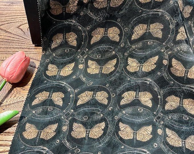 Elegant Vintage Butterfly Rayon Jacquard Cloud Brocade Fabric, 59" Wide