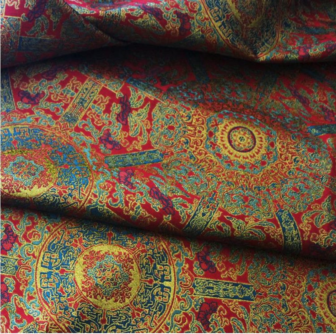 Mongolian Bada Fabric: Tibetan Caisson Pattern Rayon, 58