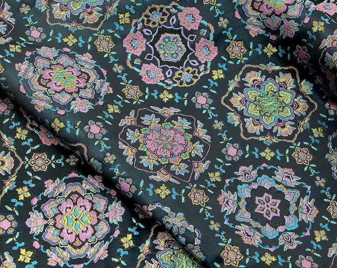 59"W DunHuang Baoxiang Brocade, Tibetan robe, cheongsam, Upholstery, Decor, Costume, Curtain, Handbag, Sewing, drapery /Fabric by the meter