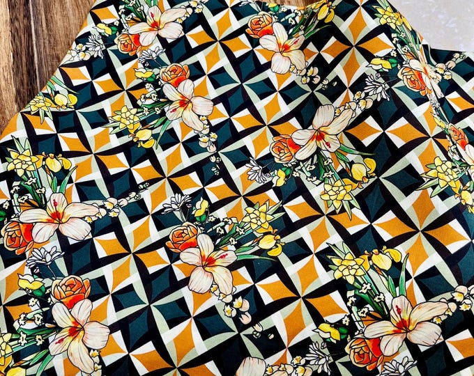 60s 100% cotton Fabric, 59“W, Upholstery, Costume, Curtain, Handbag, Scarf, Sewing, Handmade, DIY, Quilting, drapery/Fabric by the meter,