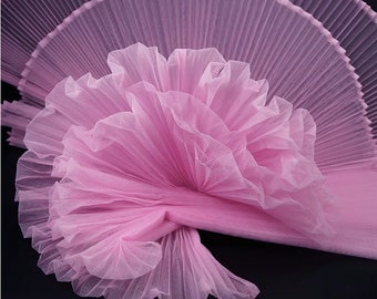 Pleated Hard Yarn Pleated Organza Fabric, 63" Wide 8 Colors Designer Fabric, Wedding, Gowns, Crafts, Events, Stiff shape and Texture fabric