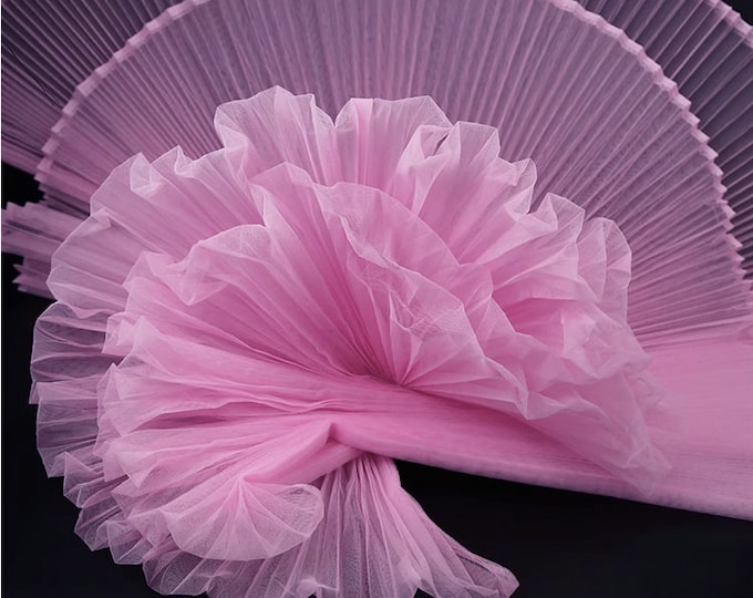 Pleated Hard Yarn Pleated Organza Fabric, 63" Wide 8 Colors Designer Fabric, Wedding, Gowns, Crafts, Events, Stiff shape and Texture fabric