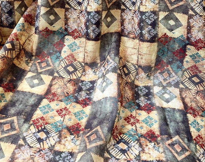 Tencel Ramie Printed Fabric, Bohemia pattern, Sewing Fabric, Dress, Shawl, decor, Upholstery, Costume, bag, DIY, curtain/fabric, by meter