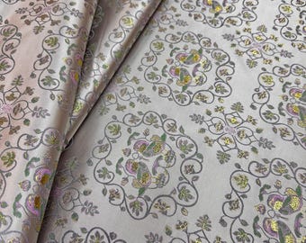 Silk Brocade Fabric mandarin duck foil, Wedding Damask, 45"W, Upholstery, Decor, Costume, Curtain, Bag, Sewing, Quilting/Fabric by the meter