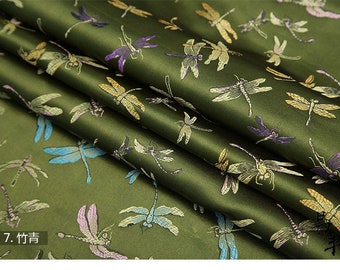 10 Colors Chinese Elegant Dragonfly Floral 35"W Brocade Jacquard Silk + Rayon on SALE, Upholstery, Quilting and Sewing fabric
