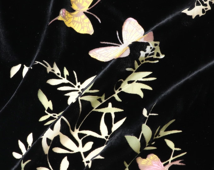 Stretchy Velvet Gorgeous Black and White Printed Fabric by Meter, 55"Wide, Dress, Curtains, Drapery, Upholstery, Sewing, DIY, Scarf/Fabric