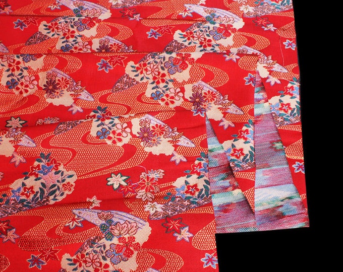 29.5“ & 59"W Nishijin Flowing water cherry Japanese Fabric, Upholstery Jacquard silk brocade by the meter, High-end high-precision brocade