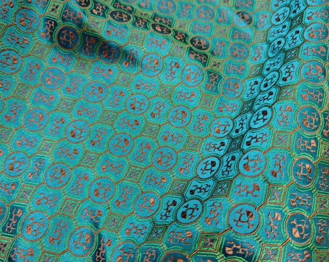 Floral Jacquard Brocade Fabric: Silk Rayon Blend, Chinese Tang Style