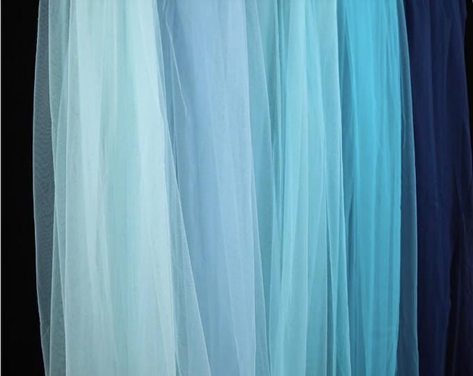 Blue tone Mesh Fabric for Stage & Ceiling Decoration – Wedding, Birthday Party, Kindergarten, Event Backdrop Gauze/fabric by meter, 63"