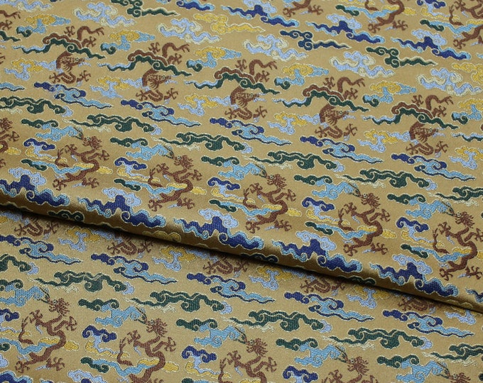 55"W Song Brocade Chinese Flying Dragon Emperor robe, cheongsam, Tibetan robe, spinning Fabric, silk, satin, and brocade