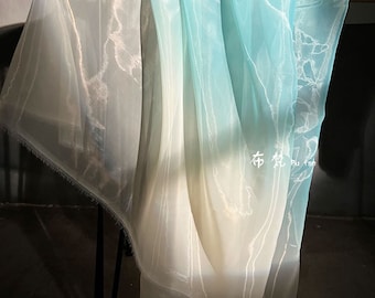 Gradient Organza Fabric: Emerald Green Wedding Mesh, 56"W