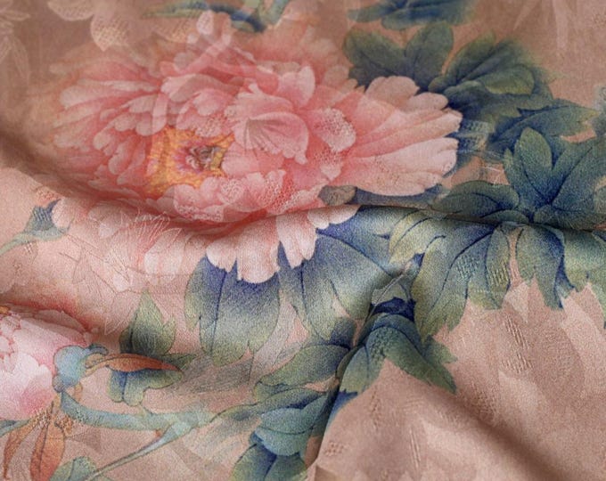 Floral Butterfly Print Fabric: Gambiered Canton Gauze Tea Silk