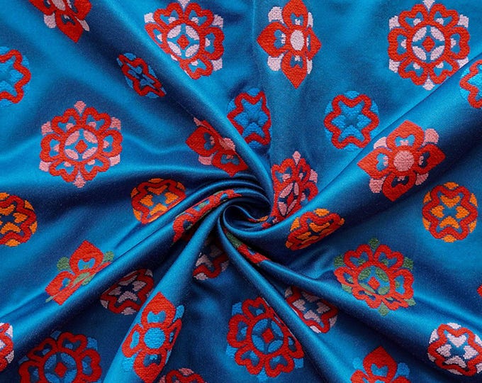 Floral Brocade Fabric – Bao Xiang Style Sewing Material, 59" Wide