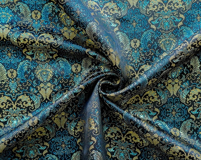 Banana Leaf & Lotus Pattern Jacquard Vest Fabric – New Chinese Style Song Brocade, 59"Wide