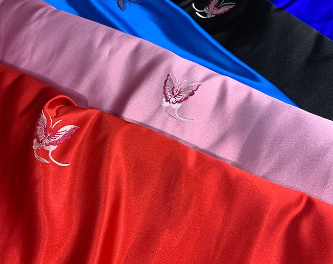 5 Colors  Chinese Elegant Butterfly Floral 29.5"W Silk Brocade Jacquard Silk + Rayon on SALE Black and Pink, Cheongsam Qipao Sewing Fabric