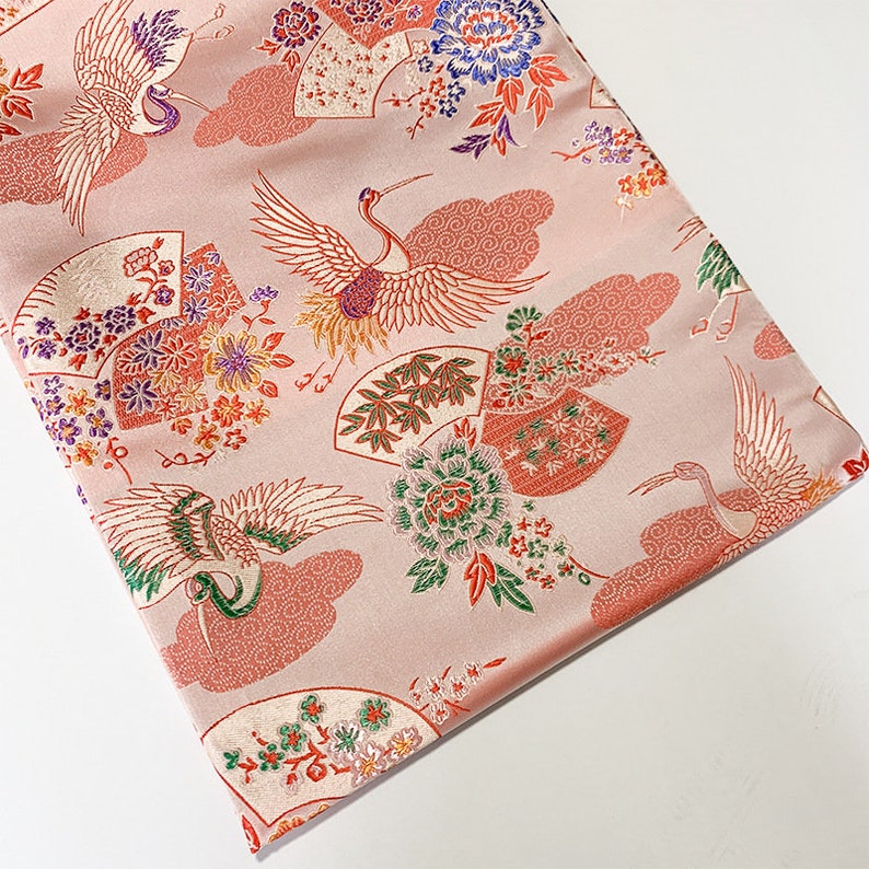 Dazzling Japanese Nishijin Fabric Japanese Crane Fans - Etsy