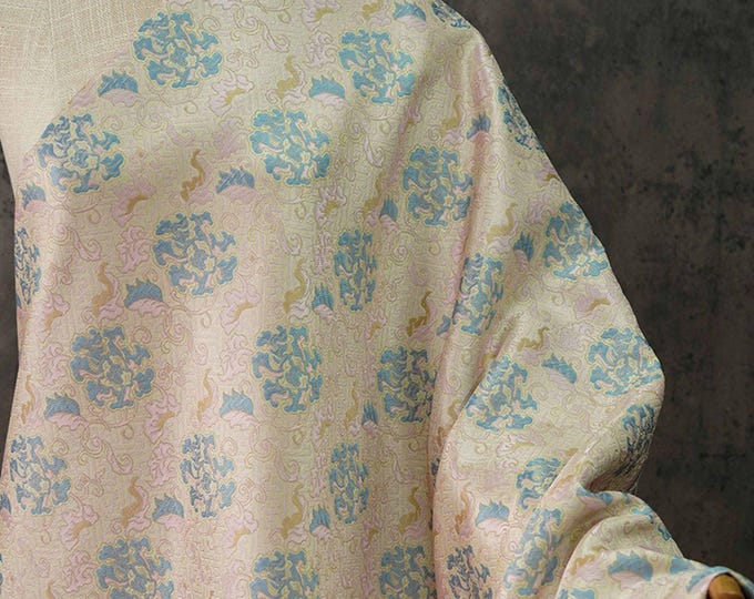 55" Song Brocade, peony flower pattern Brocade, Emperor Tibetan, Upholstery, Decor, Costume, Curtain, Handbag, Sewing/Fabric by the meter