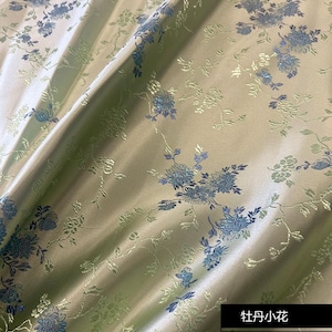 Tessuto broccato cinese, broccato verde chiaro con fiori, tessuto jacquard, cheongsam e qipao, tessuto fai da te per cosplay, tessuto kimono