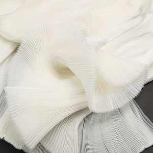 Pleated Chiffon Fabric: Hand-Pressed Texture, 56&quot; Wide