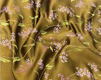 29.5"W Chinese Brocade Fabric Poplar Branch Flower Cushion cover suit pillow case cheongsam Qipao Fabric, Upholstery, Quilting and Sewing