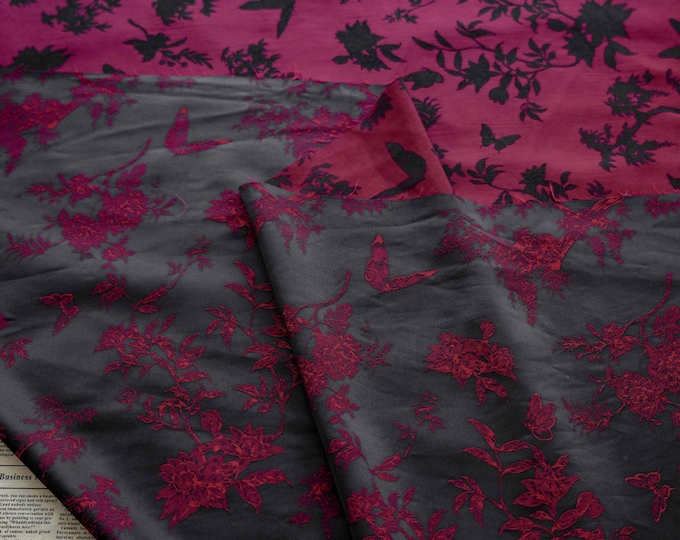 45"W Chinese Traditional bamboo Jacquard Brocade Fabric, Floral Curtain/Dress DIY Fabric, Home Furniture Fabric, Soft and Atmospheric