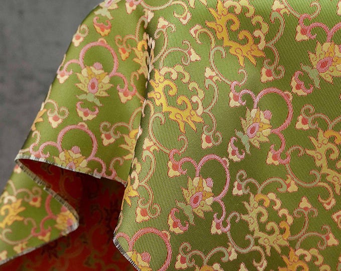 Oriental Brocade Jacquard Fabric, Classic Sichuan Weaving for Clothing & Crafts, 60"Wide