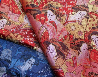 Japanese Fabric, Geisha Jacquard silk brocade by meter, 45" Width, 3 colors On SALE