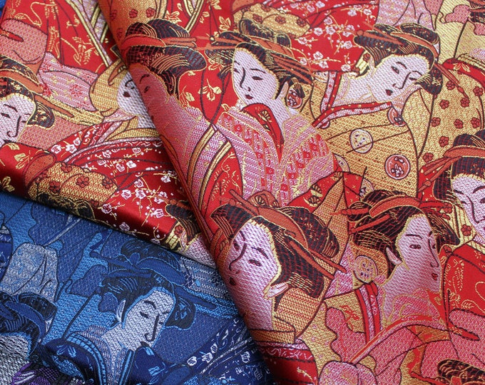 Japanese Fabric, Geisha Jacquard silk brocade by meter, 45" Width, 3 colors On SALE