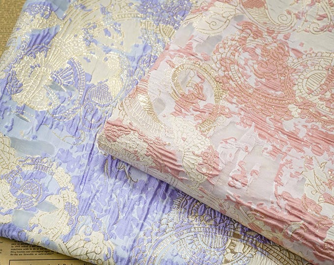 Gold thread jacquard fabric, 3D oil painting texture, designer fabric, Upholstery, quilting, Sewing bookbinding /fabric, 55"W By one Meter