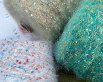 Doudou mohair hand knitted diy crocheted scarf material bag sweater hand mixed yarn ball, Sweater Material Kits, Scarves, Shawls, Blanket
