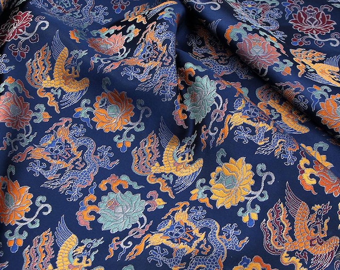 Chinese Song Dynasty brocade Fabric | Full Meter Price | 59" Wide | Handmade Silk Brocade | Cheongsam, Mongolian robe, Qipao, Decor Fabric