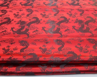 Chinese Dragon robe, cheongsam, Tibetan robe, spinning Fabric, silk, satin, and brocade, 35"W