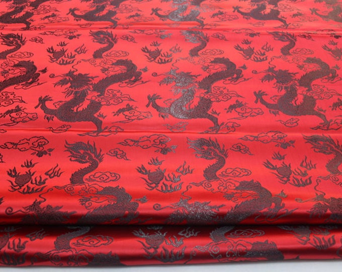 Chinese Dragon robe, cheongsam, Tibetan robe, spinning Fabric, silk, satin, and brocade, 35"W