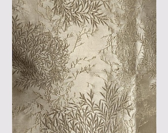 Jacquard Fabric 3D gold thread, Gold Bamboo Design, 59" Wide, Upholstery, Decor, Costume, Curtain, Handbag, Sewing, DIY/Fabric by the meter