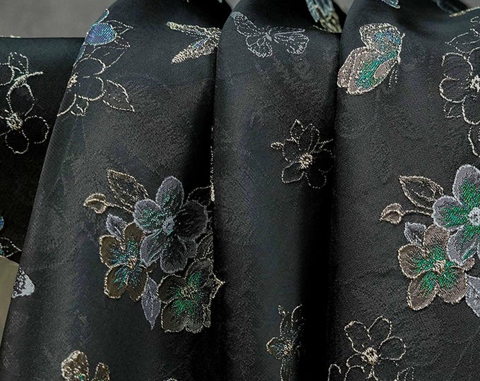 Luxury Embossed Jacquard Fabric for Dresses — Elegant Textured Couture Material, 59"W