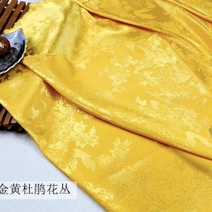 6 colors Two Sides Jacquard Satin Fabric, 59“Wide  Rhododendron Chinese Antique Satin Cosplay Costumes, Sell by the meter