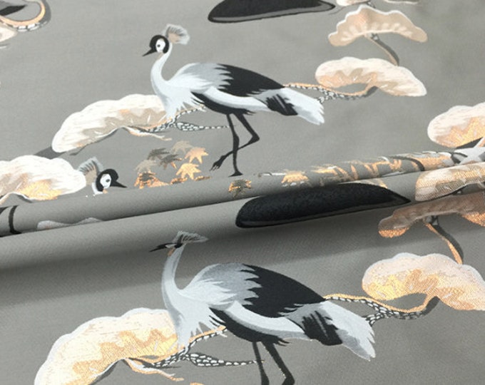 57"W Vintage Grey Peacock jacquard dress fabric, Designer Fabric, Fabulous exclusive Fabric, Drapery, Upholstery, Decor, Costume by meter
