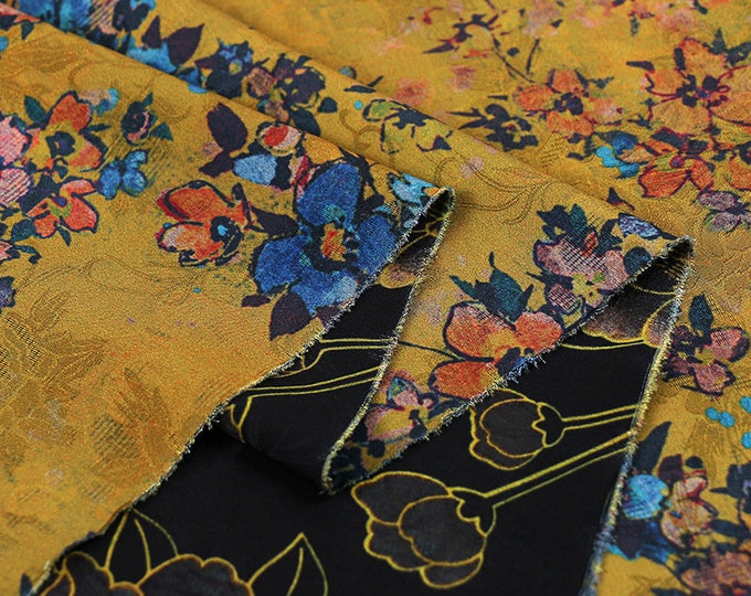 59"W Tea silk satin fabric, Digital print, 3 colors, Sewing fabric, Upholstery, Decor, Costume, Curtain, bag, Sewing, Cosplay, DIY/Fabric