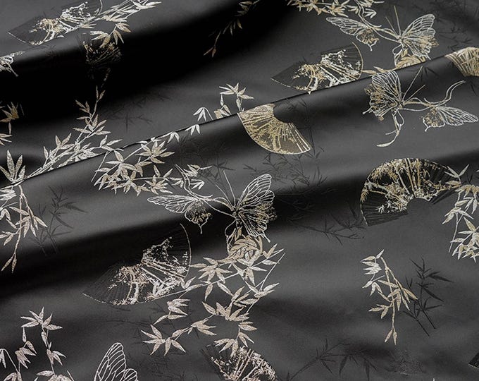 Gold thread jacquard fabric, designer fabric, Upholstery, Decor, Costume, Curtain, bag, DIY Sewing, Quilting/ fabric, 58" W By 1 Meter